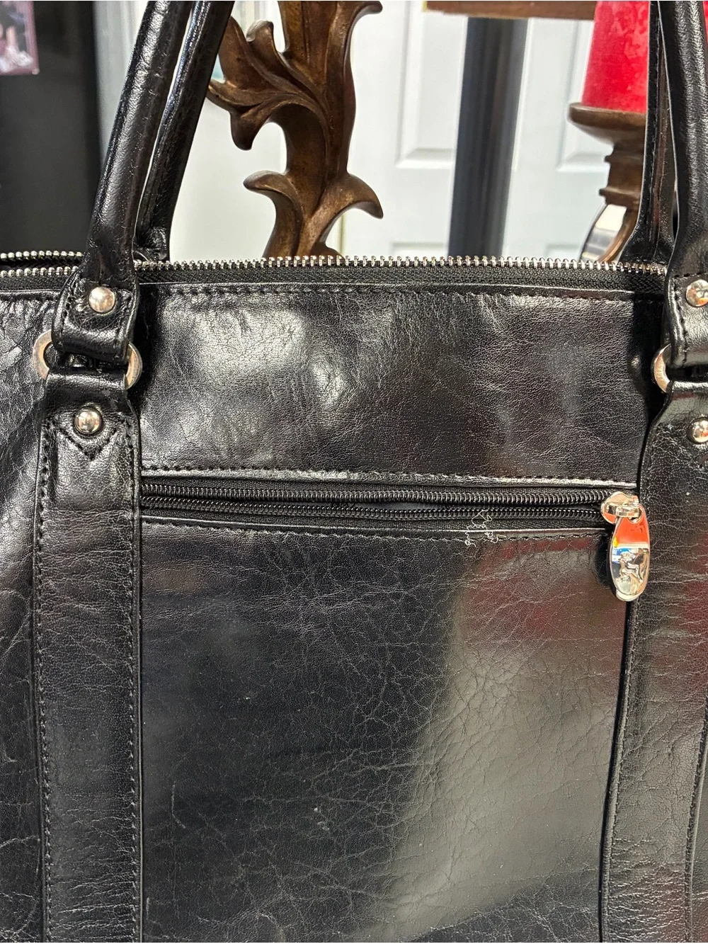 Black Leather women’s lap top bag